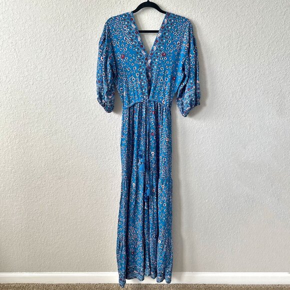 Poupette St Barth Mya Maxi Dress Blue Leo Print - Picture 4 of 15
